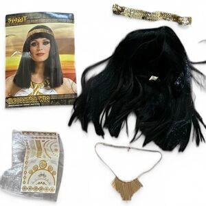 Spirit Cleopatra Black Wig Headband Egyptian Queen Cosplay included Accessories
